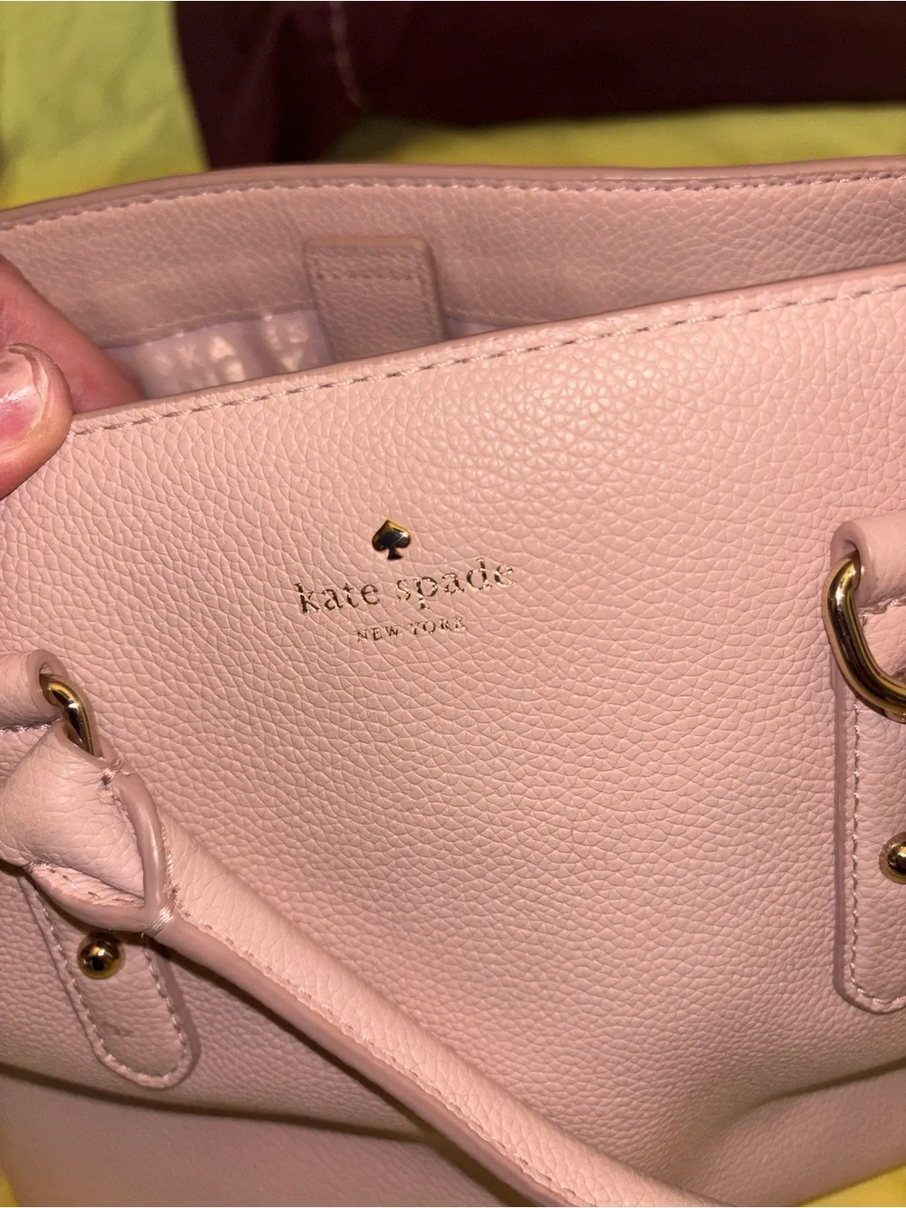 kate spade Blush Pink Pebbled Leather Tote with Gold Hardware